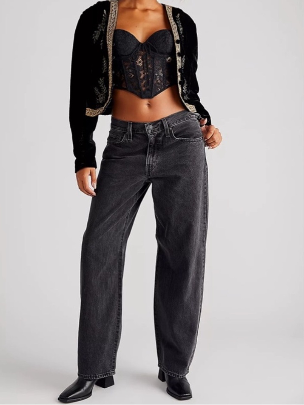 Levi’s Baggy Dad Jeans W28 L32 Black Loose Straight Leg 90s A3494-0014
